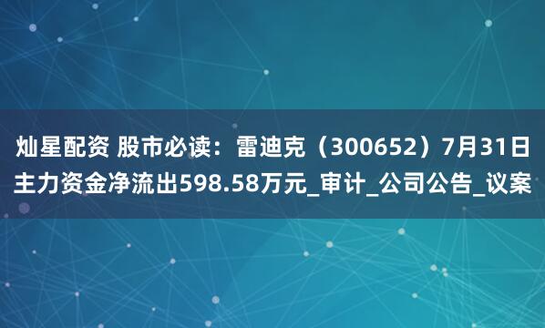灿星配资 股市必读：雷迪克（300652）7月31日主力资金净流出598.58万元_审计_公司公告_议案