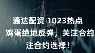 通达配资 1023热点追踪：鸡蛋绝地反弹，关注合约选择！